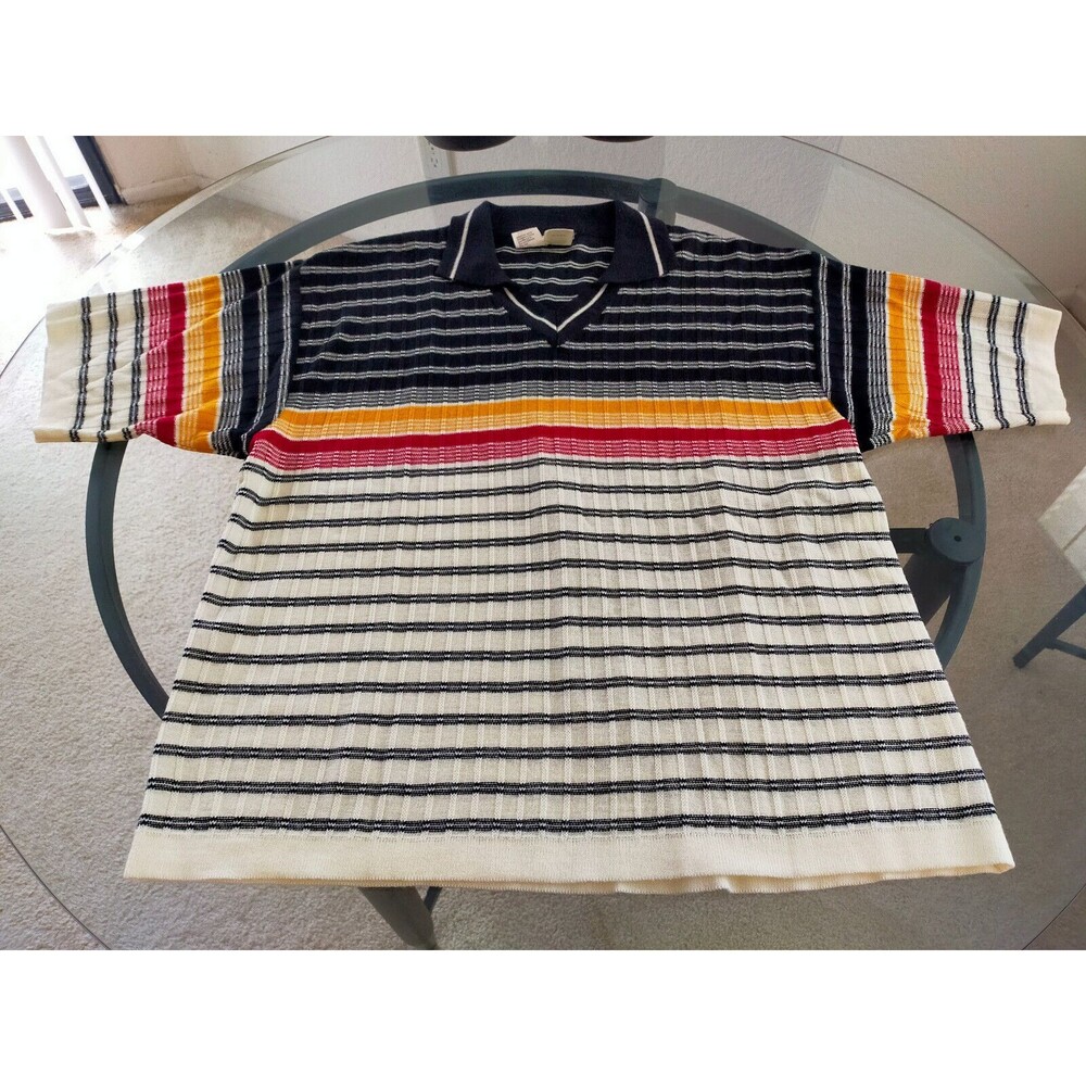 Alfie Short Sleeve Acrylic V-Neck Polo Shirt Size Large